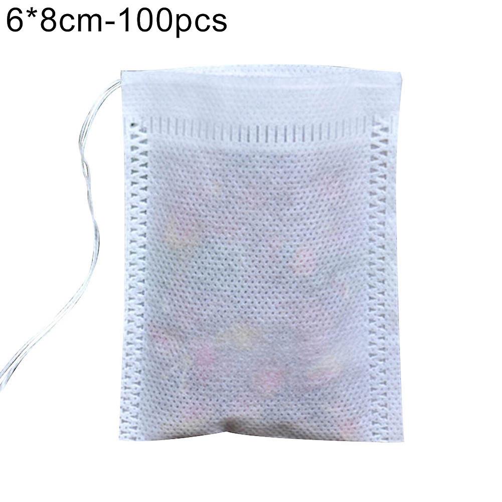 OuZhan 100Pcs Kitchen Disposable Drawstring Non-Woven Fabric Tea Herb Filter Bag Pouch