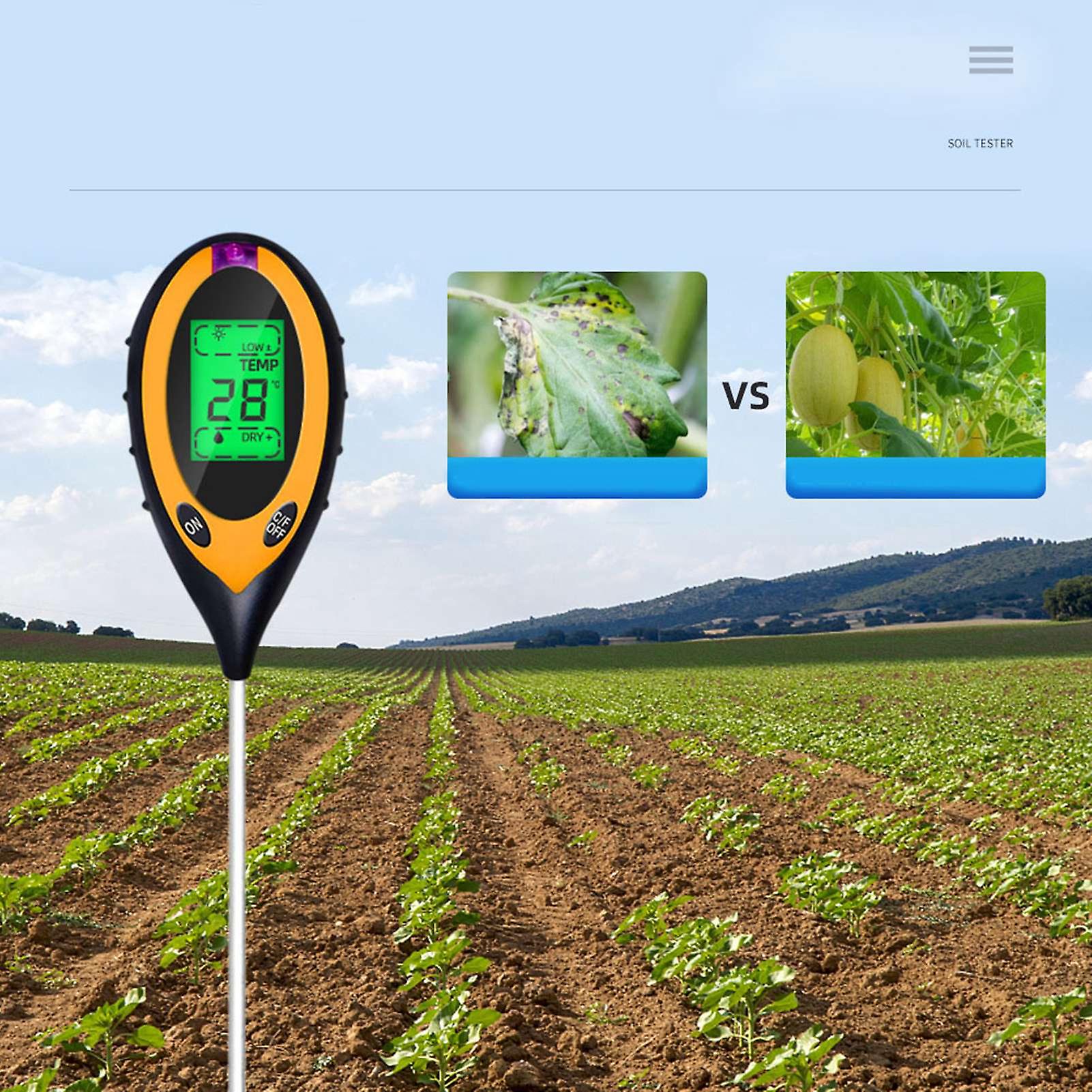 LCD Soil Tester Automatic Shutdown Sensitive Probe Soil Moisture PH Temperature Humidity Meter Light Meter