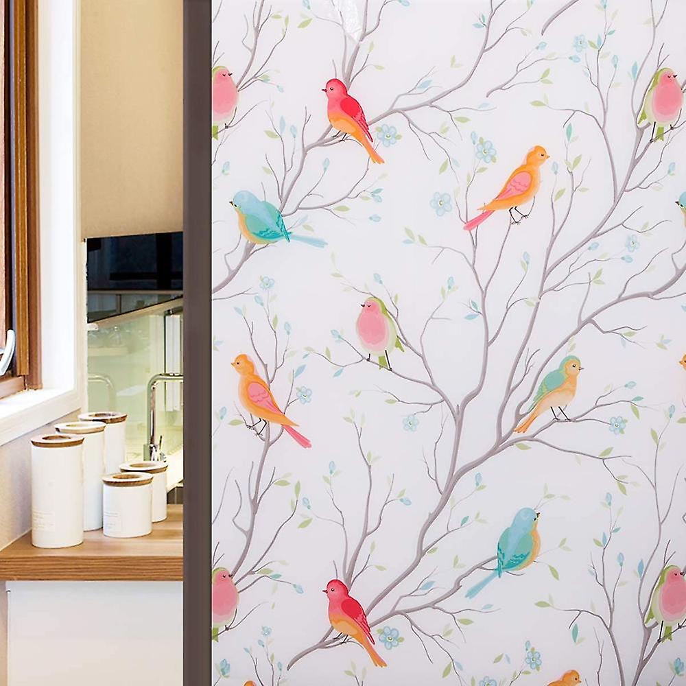 Privacy Window Film Opaque Non-adhesive Bird Decals Decorative Glass Covering Static Cling Tint Frosted Window Stickers For Home