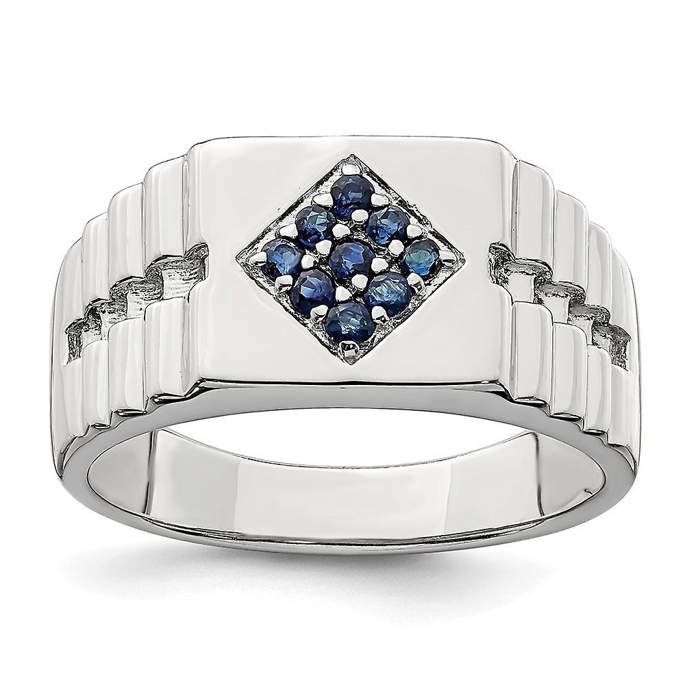 925 Sterling Silver Mens Blue Sapphire Ring-Ring for Men - Ring Size: 9 to 11