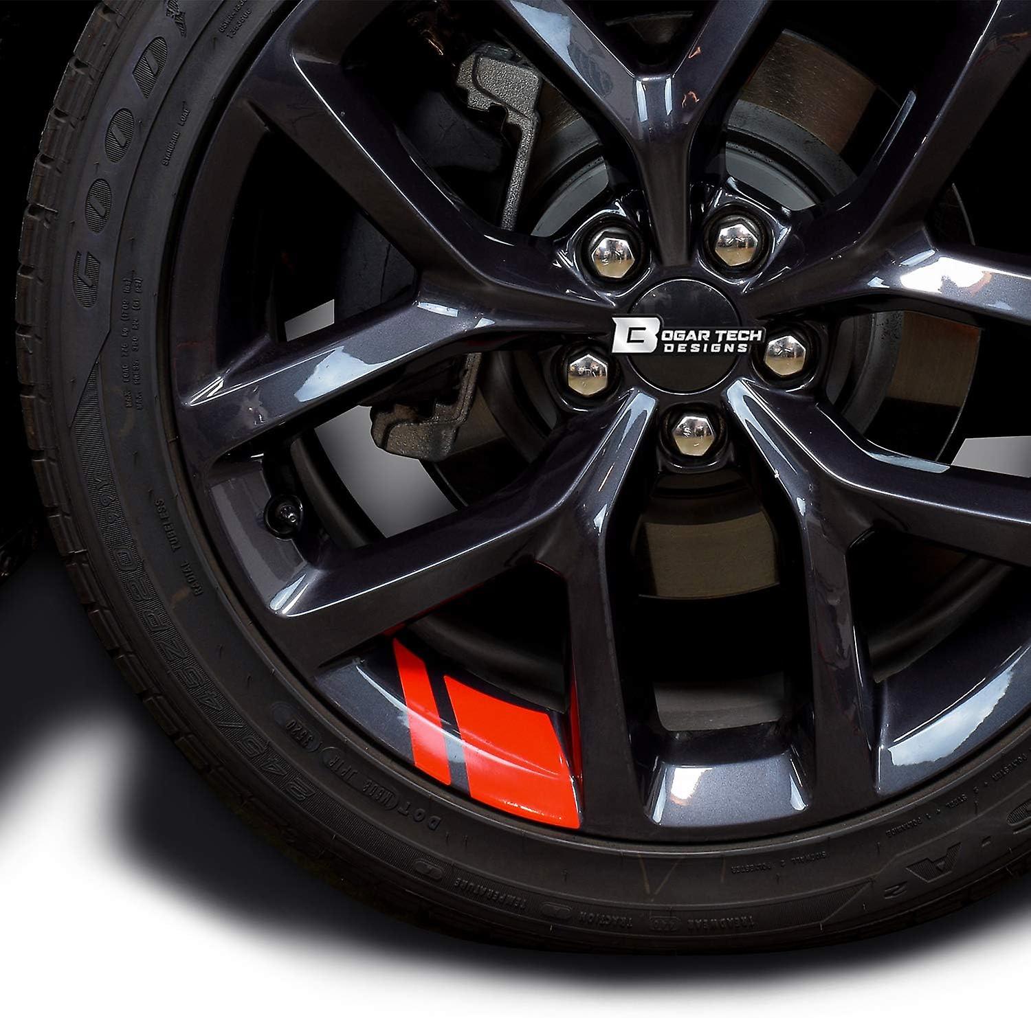 Adesivos de aro para rodas de 18-21 polegadas, vermelho brilhante, seis peças