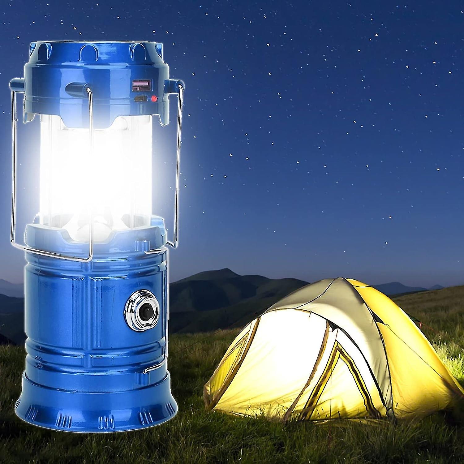 Lanterne de camping portable à LED–Lanterne solaire rechargeable par USB ultra lumineuse alimentée p