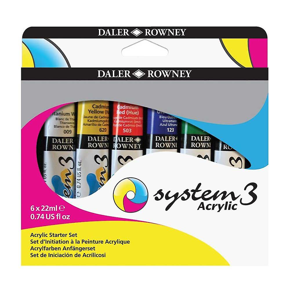 Daler Rowney System 3 Acrylic Paint Starter Set 6 x 22ml