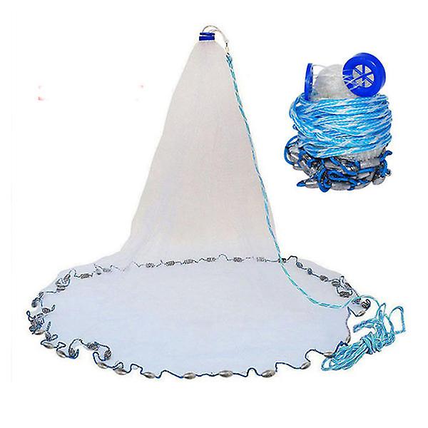 3-4.8M Netting Twine+steel Hand Throw Cast Net American Style White Bait Fishing Network W/sinker
