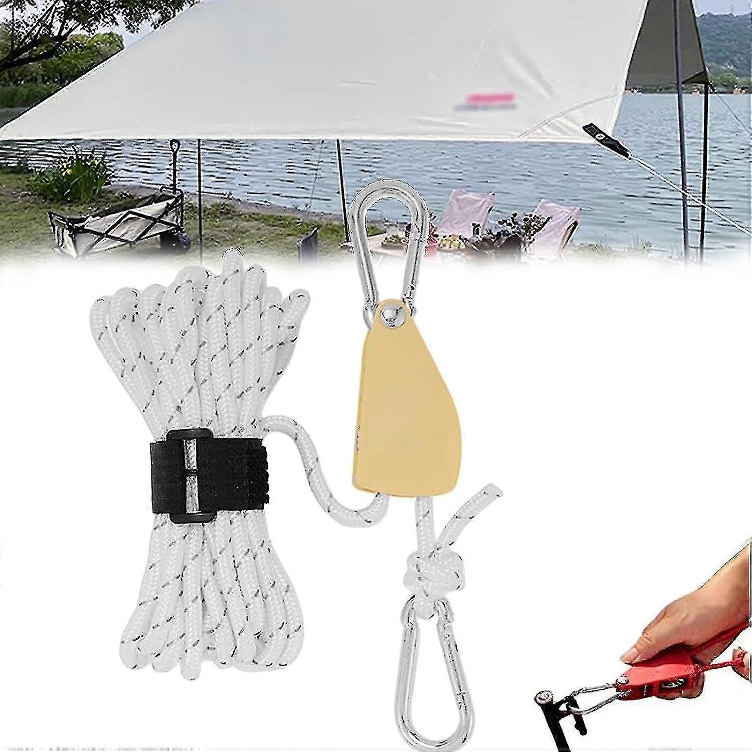 2023 Portable Adjustable Fix Camping Rope, 4m Windproof Rope For Adjusting The Pulley, Tent High Strength Fast Release Pulley Camping Rope