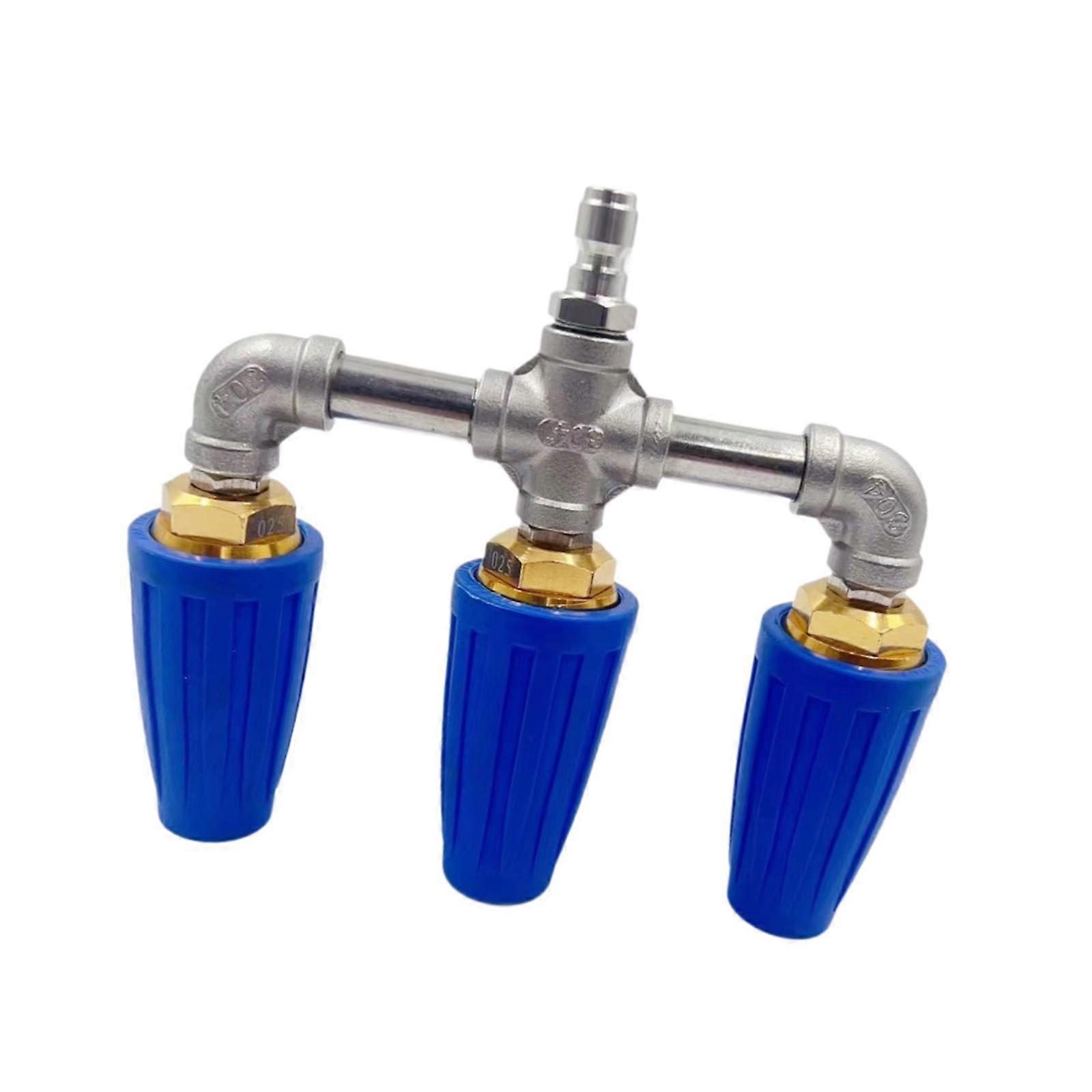 Triple Nozzle Pressure Washer Easy Install Cleaning Rotating Turbine Nozzle Blue