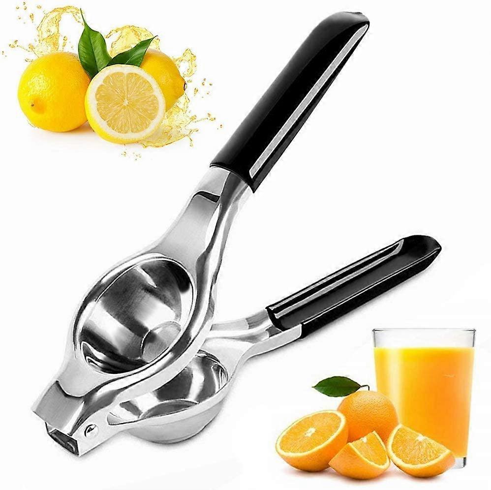 Manual Stainless Steel Lemon Squeezer, Lime and Citrus Squeezer, with Silicone Handle (Black)