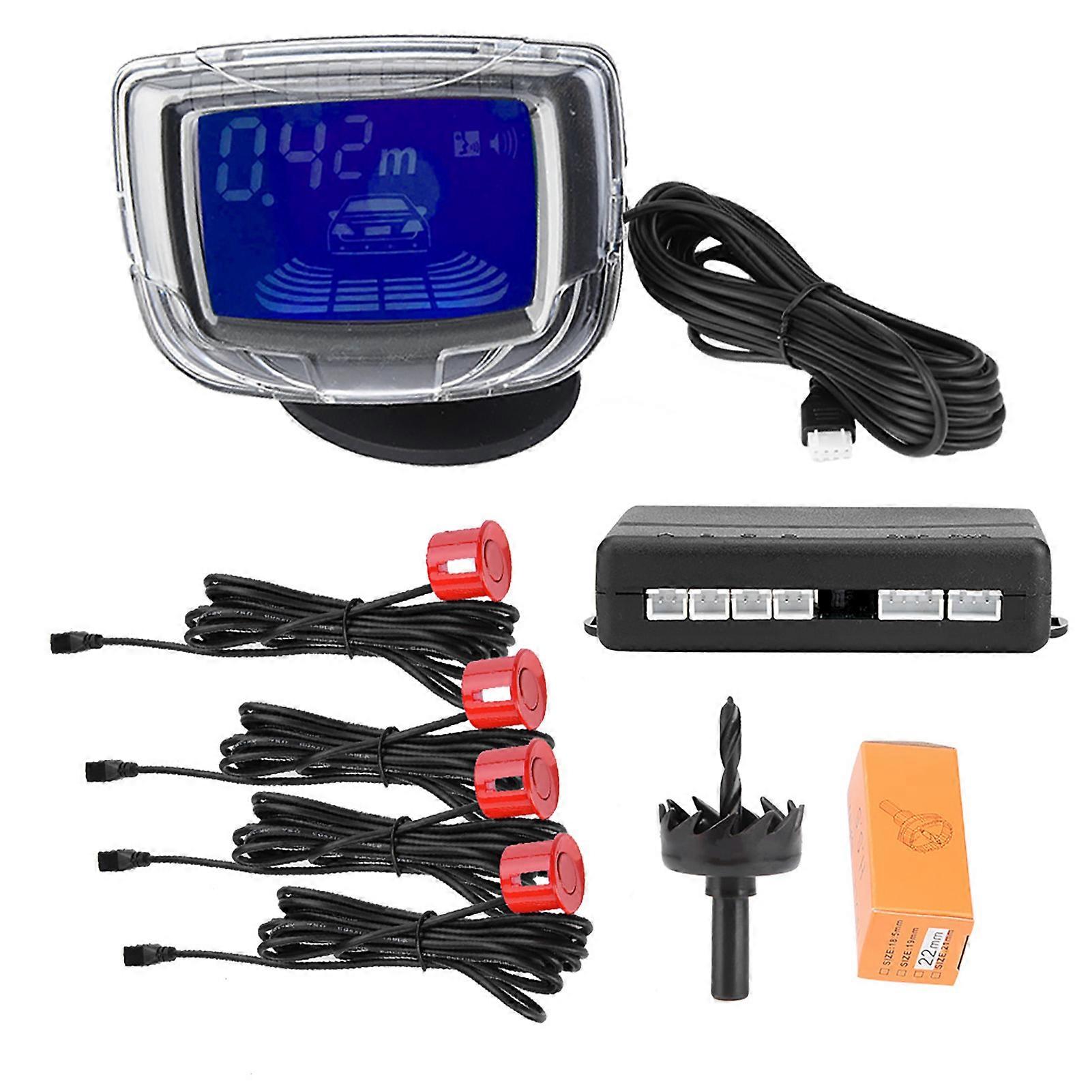 2inch LCD Display Car Parking Assist Buzzer Backup Detector System with 4 Radar Sensors Red E2U~02