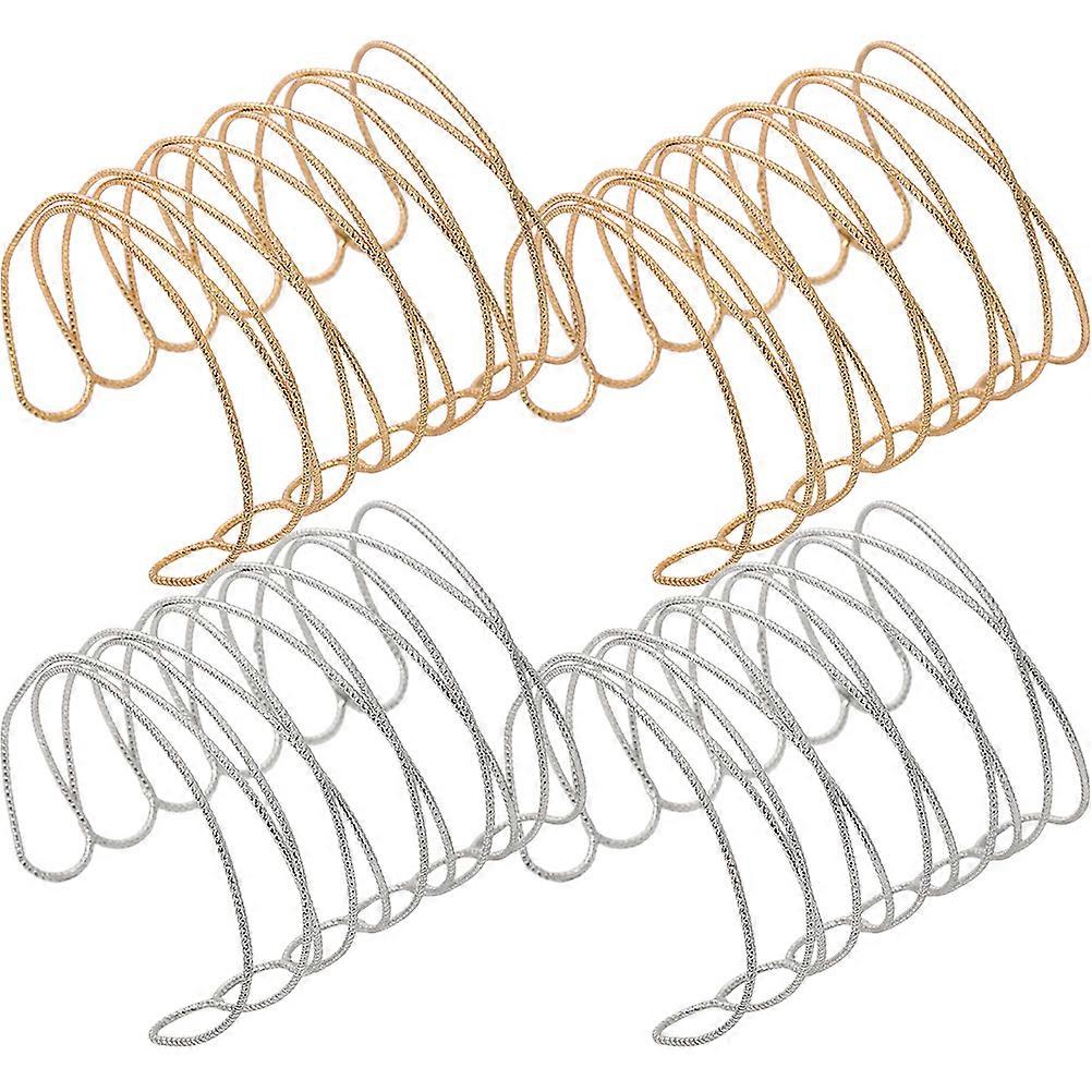 4Pcs Open Bracelet Arm Cuff Upper Band Cuff Adjustable Open Armlet Bangle