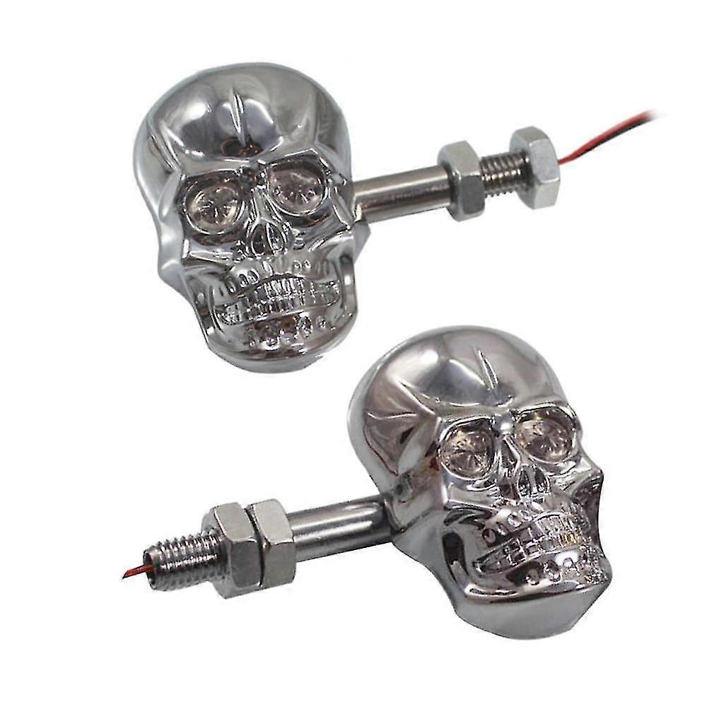 Exquisite 1pair Personalized Motorcycle Accessories Refit Punk Skull Shape Turn Signal Lights Indicators Weatherproof For Most Motorcycle
