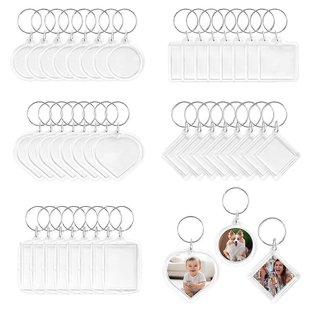 50pcs Pendant Picture Frame Keyrings, Clear Acrylic Photo Frame Keyring, Make Your Own Personalized Keyring Kit