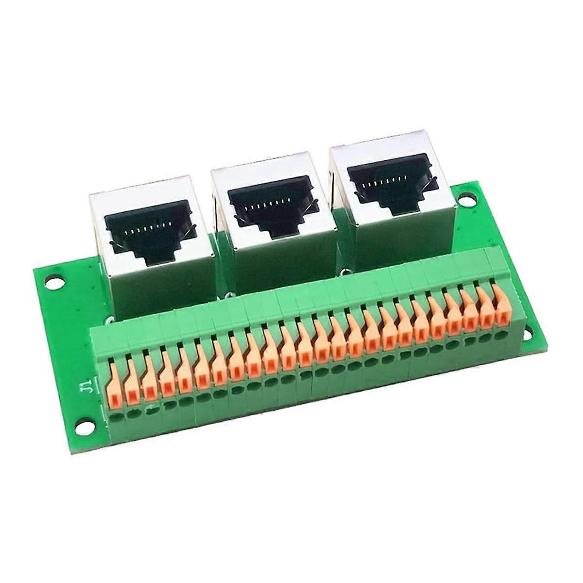 Scheda di breakout RJ45 femmina, RJ45 senza saldatura a terminale a molla rapida a 8 pin, connettore RJ45 femmina a tre vie con scheda PCB