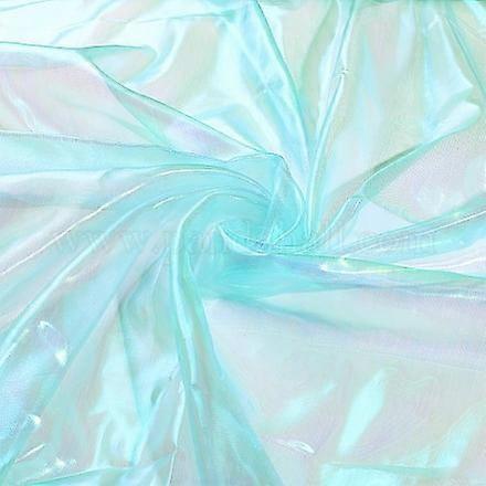 Symphony Laser Polyester Fabric for Stage Show Costume Decoration Cyan 150x0.02cm