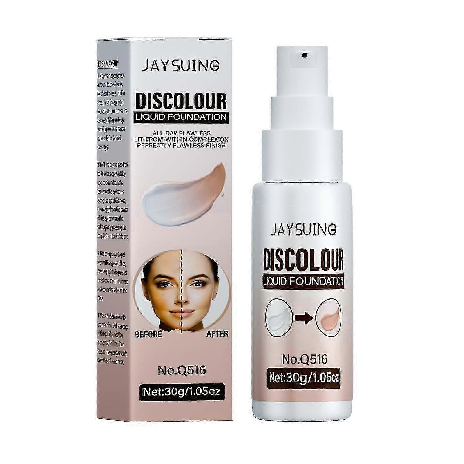Jaysuing Temperature Change Liquid Foundation Liquid Concealer Brightening Long Lasting Waterproof Not Easy To Fade Temperature Change Skin Color Liqu