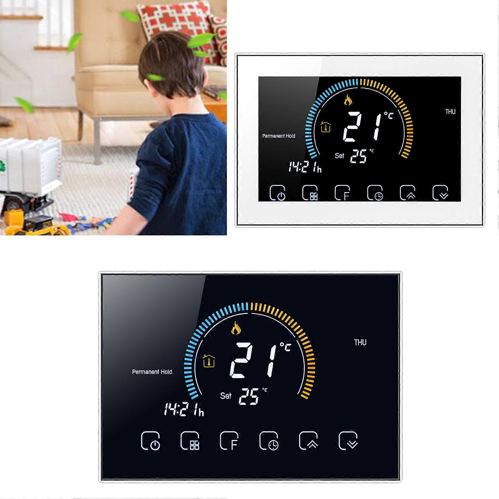 LCD Touch Screen Interruptor Termostato para Aquecimento Elétrico Doméstico - Controlador de Temperatura Programável com 6 Períodos e Retroiluminação de Cor de 4,8 Polegadas [BHT-800
