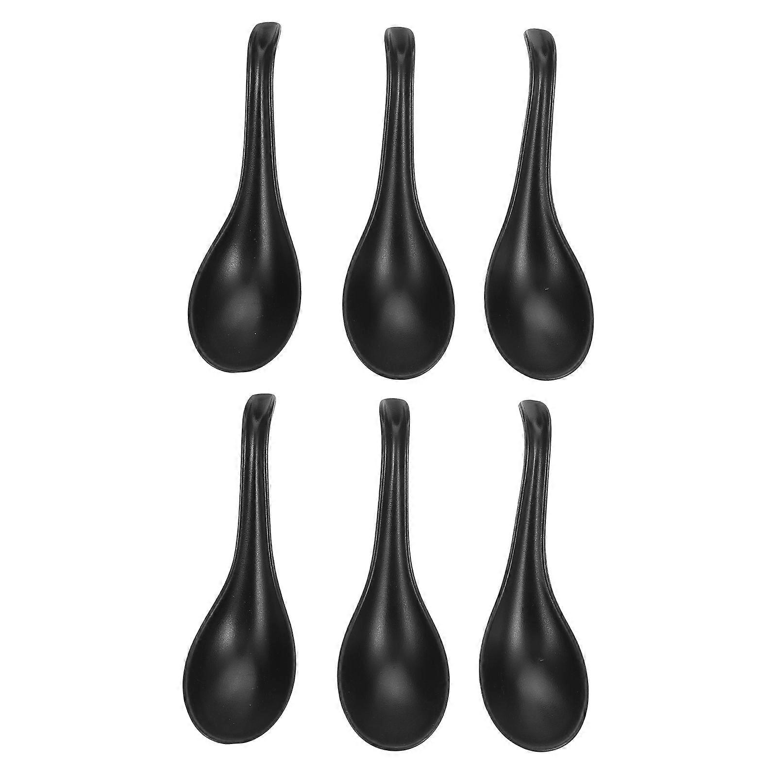 6pcs Melamine Soup Spoons Restaurant Tableware Food Spoons Ramen Spoons