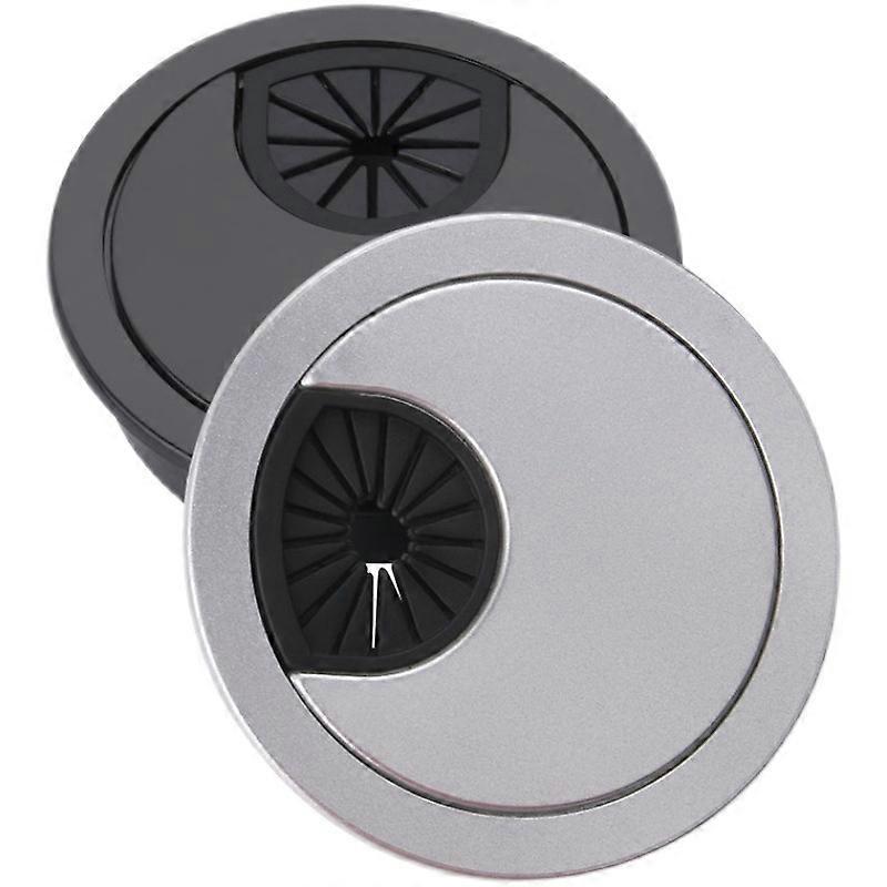 2 Pack 60mm Desk Grommets for Tidying and Sorting Data Cables, Flexible Grommets for Wires and Cords, Black