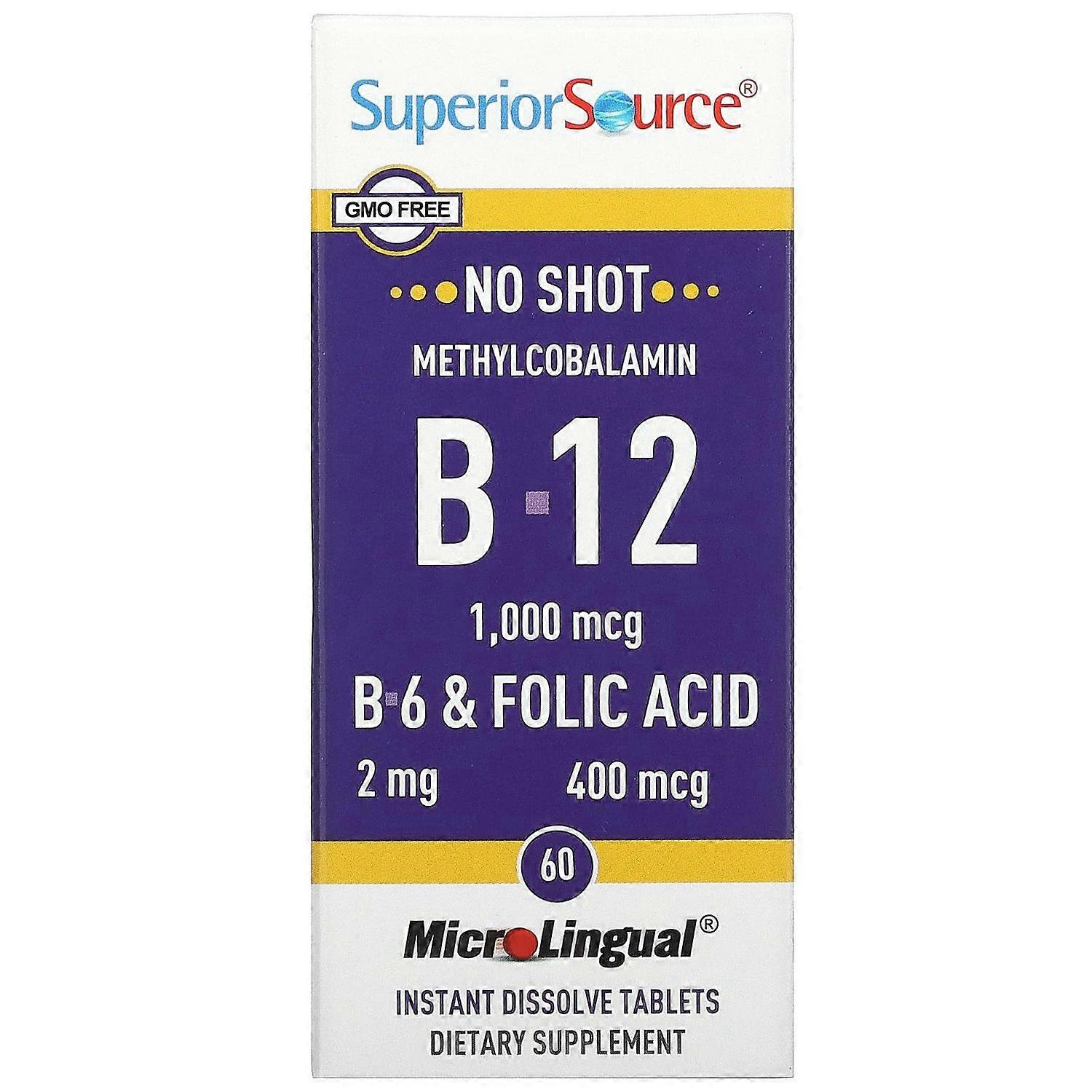 Superior Source, Methylcobalamin B-12, B-6 & Folic Acid, 1,000 mcg, 60 MicroLingual Instant Dissolve