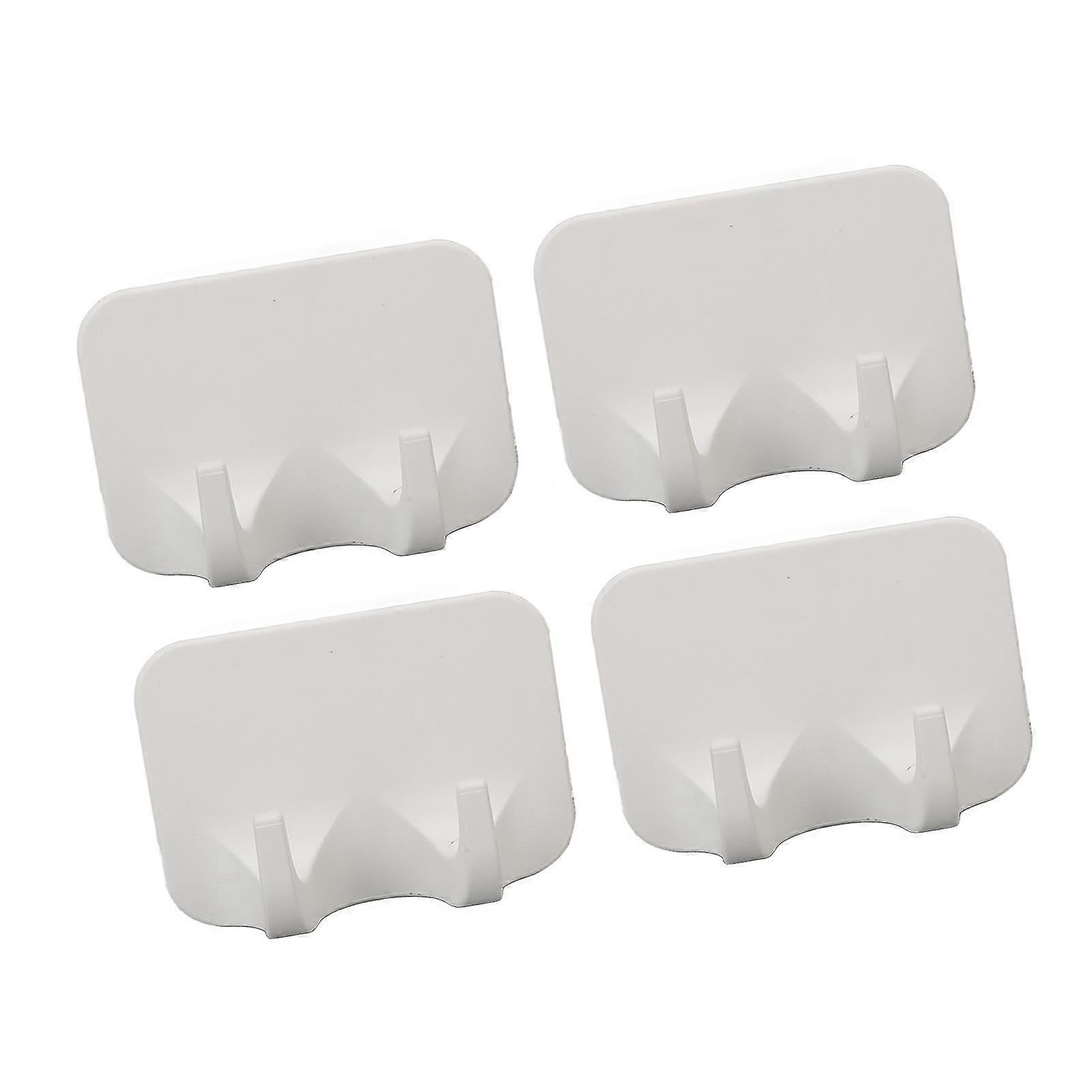 For Waterproof Self-Adhesive Wall Hooks with Strong Stickiness and Double Head for Bathroom Use, Pack of 4 in White for Easy Hanging