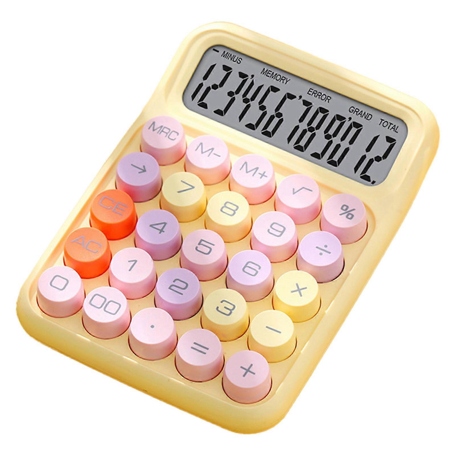 Colorful Calculator Mechanical Keyboard Calculator Electronic Desktop Calculator for Home School Office Yellow