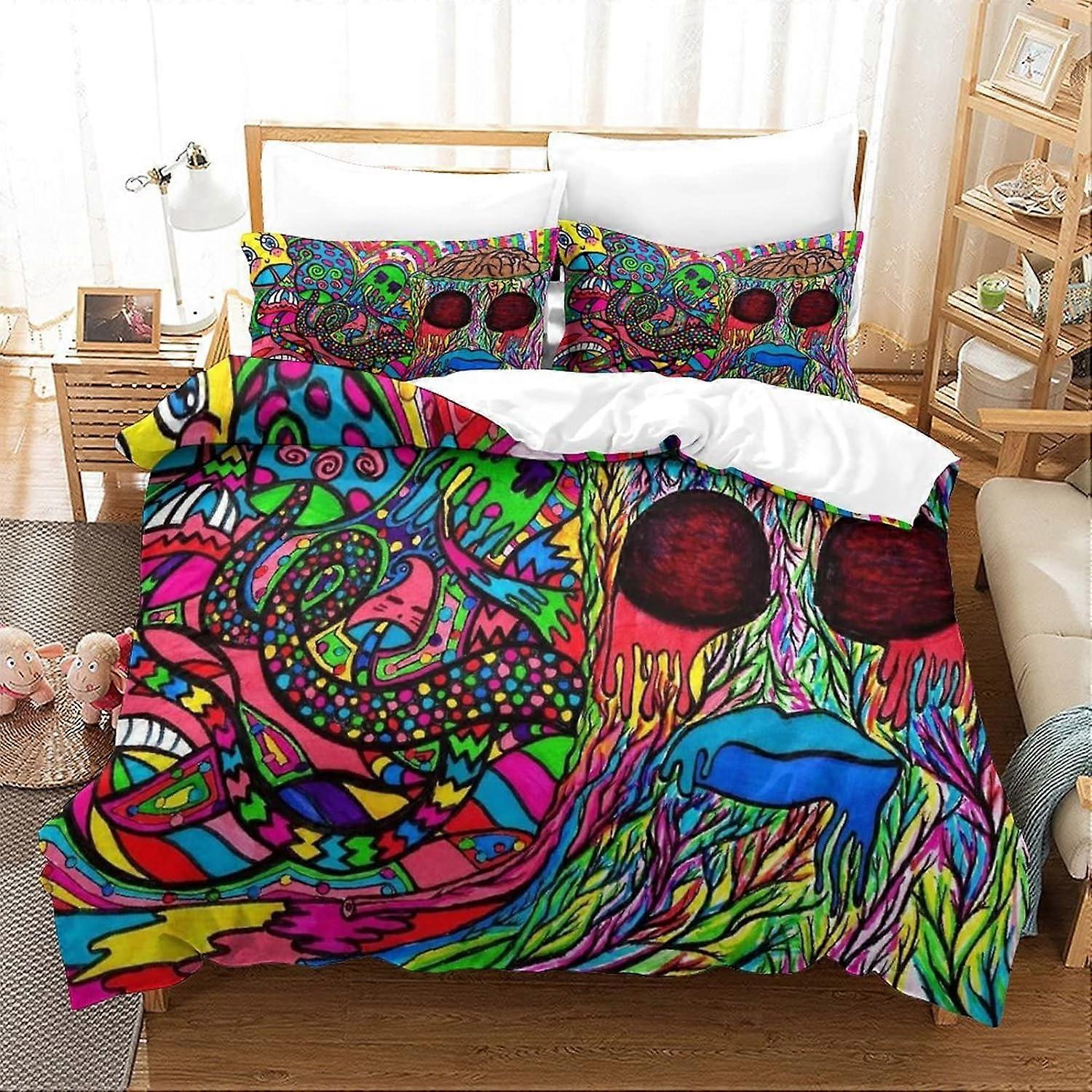 ArtDuvet Cover with Pillowcases D Printed Bedding Set with Zipper Closure Soft Microfiber Duvet Cover SetSimple  135*200 CM