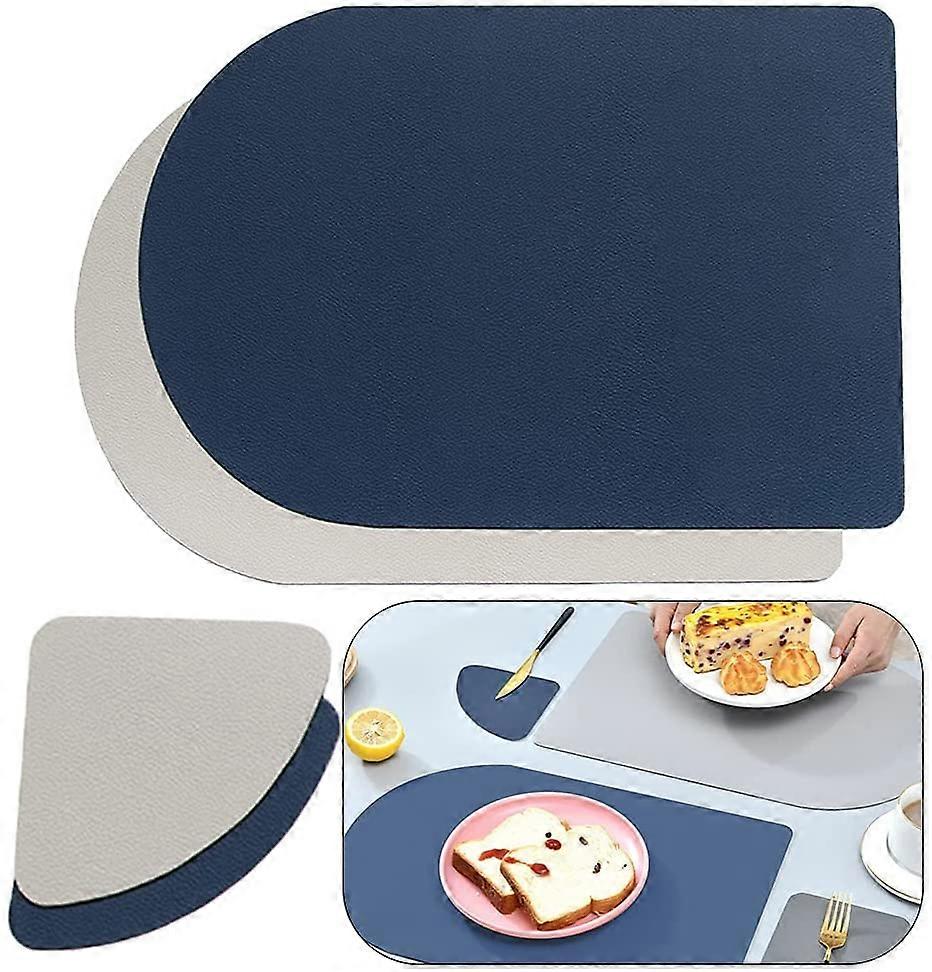 Set of 4 Nordic Simple Heat Resistant Insulated Leather Placemats with 2 Placemats