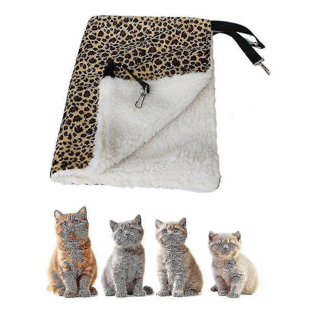 Hanging Cat Hammock,pet Hammock For Cage Adjustable Cat Bed Sleepy Pad(1 Piece,leopard Print
