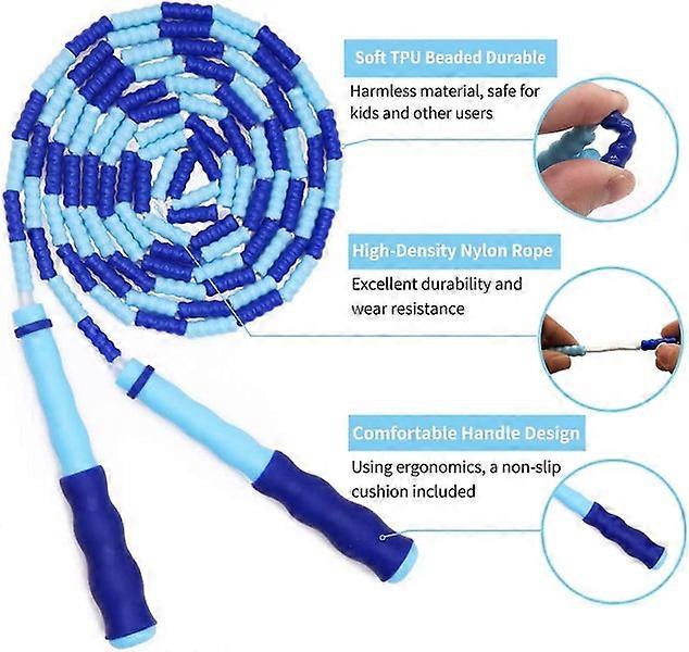 Jump Rope, Adjustable Length Tangle-free Segmented Soft Beaded Skipping Rope, Fi