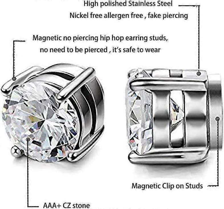 6 Paar Magnetische Zirkonia Oorbellen, Magnetische Oorbellen Van Hoge
