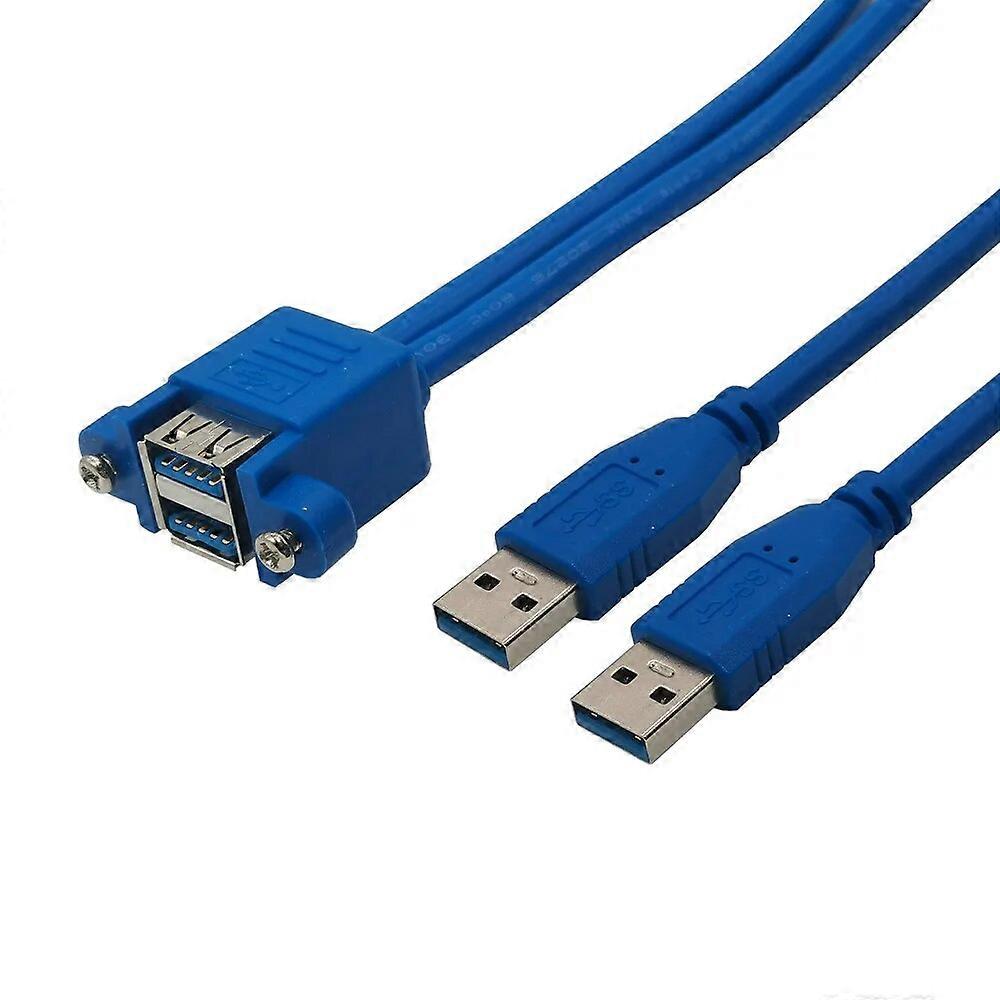 USB כפול 3.0 זכר לנקבה עם ברגים כבל מאריך USB 3.0 זכר לנקבה כבל לוח מסגרת 50 ס"מ