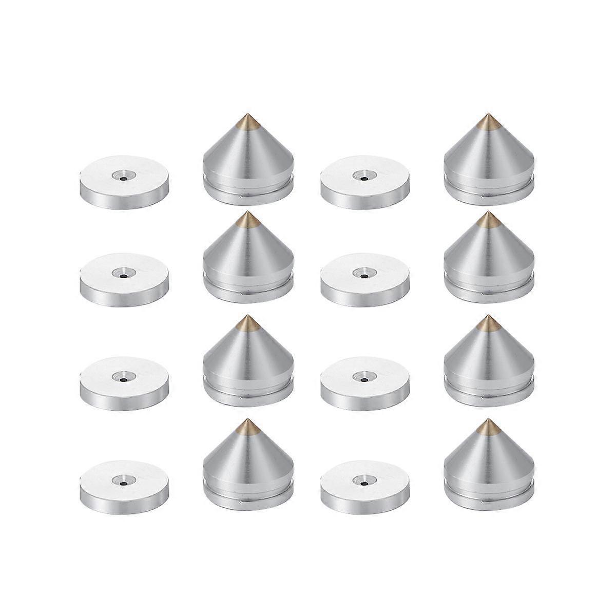 8 Set Haut-parleur Pieds Pied Pad Alliage d’aluminium Pointes métalliques Cone Sol Pied Nail Argent