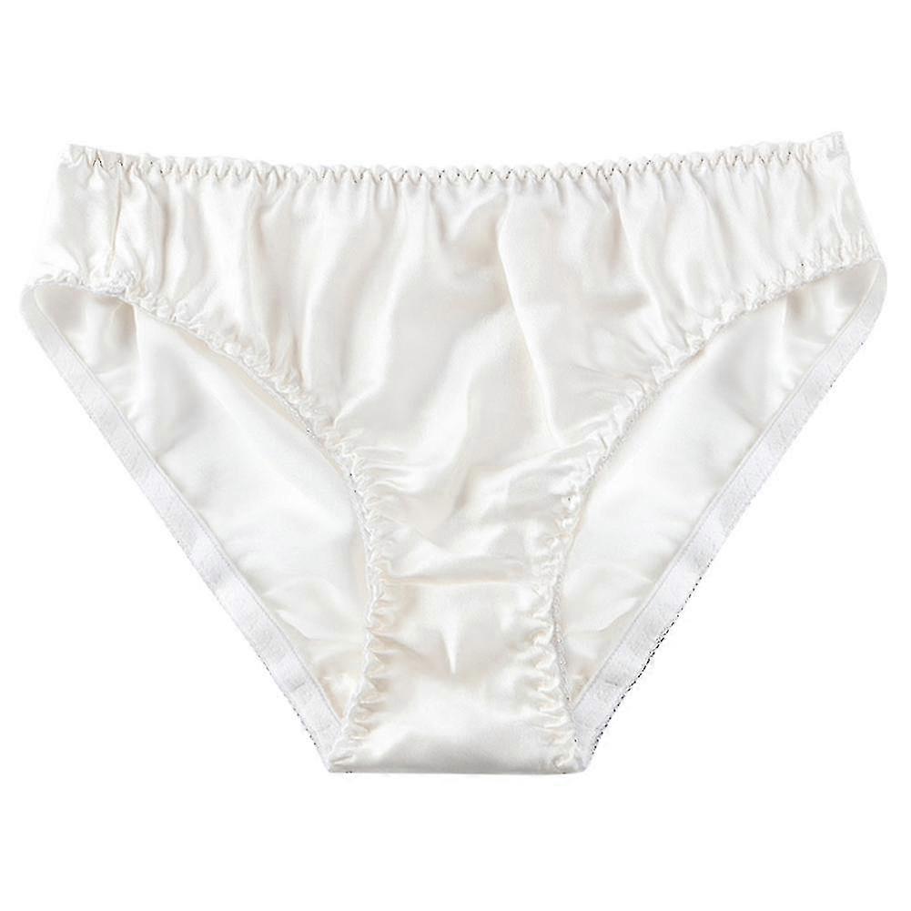 Kvinnor Silkesliknande Satin Trosor Bikini Underkläder Andas Solid Color Briefs