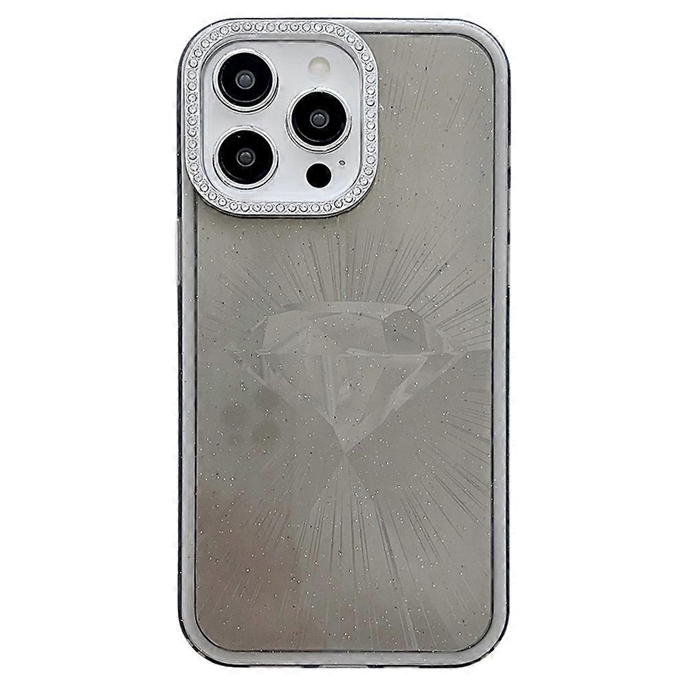 For iPhone 16 Pro Case IMD Diamond Pattern TPU+PC Shockproof Phone Cover - Black
