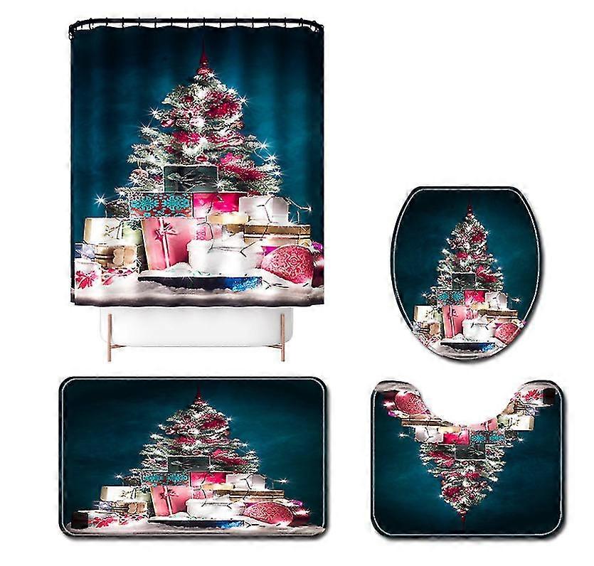 Mng Fireplace Christmas Tree Carpet Four Piece Set
