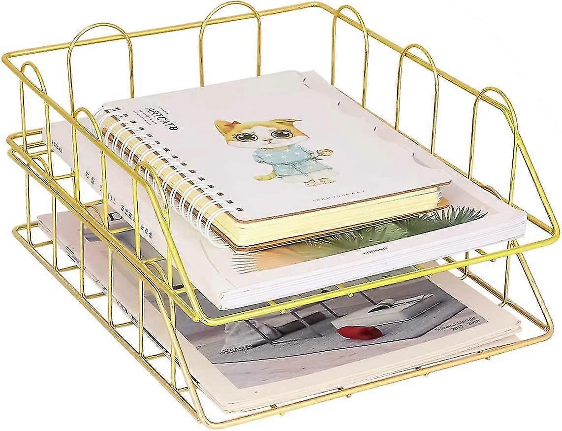 Letter Tray, Stackable, Copper, 2 Pieces Gold