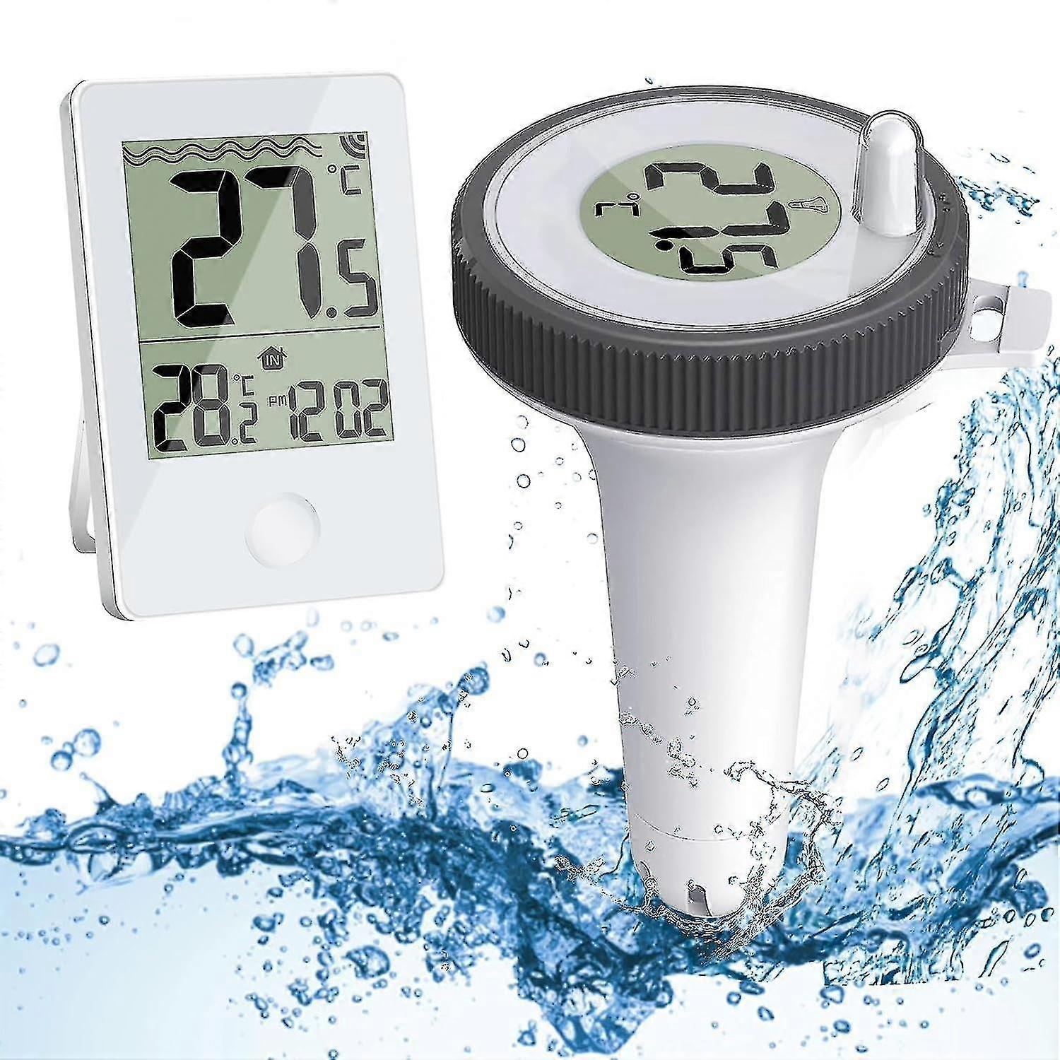 Wireless Pool Thermometer Floating Easy Read, Digital Pool Thermometer With Ipx7 Waterproof, Pool Thermometer With Outdoor/indoor Temperature Monitor