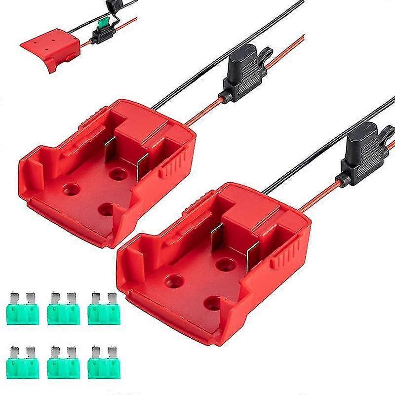 2 Pack Wheel Adapter For M18 18v Battery With Fuse & Wire Terminals, Convertor For Rc Car Diy Use
