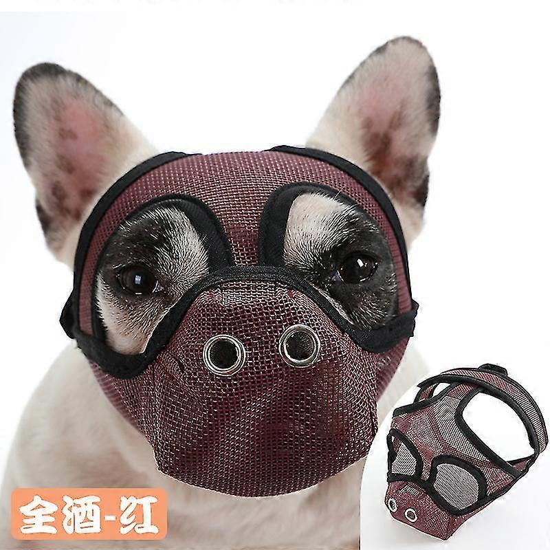 Short Snout Dog Muzzles,bulldog Muzzle Adjustable Breathable Mesh Dog Muzzle For Briting Chewing