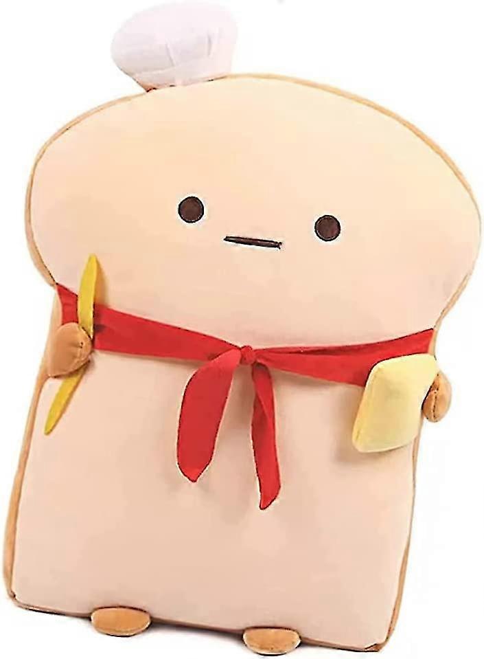 Toast Rectangular Plush Pillow, Bread Shape Plush Throw Pillow With Red Scarf