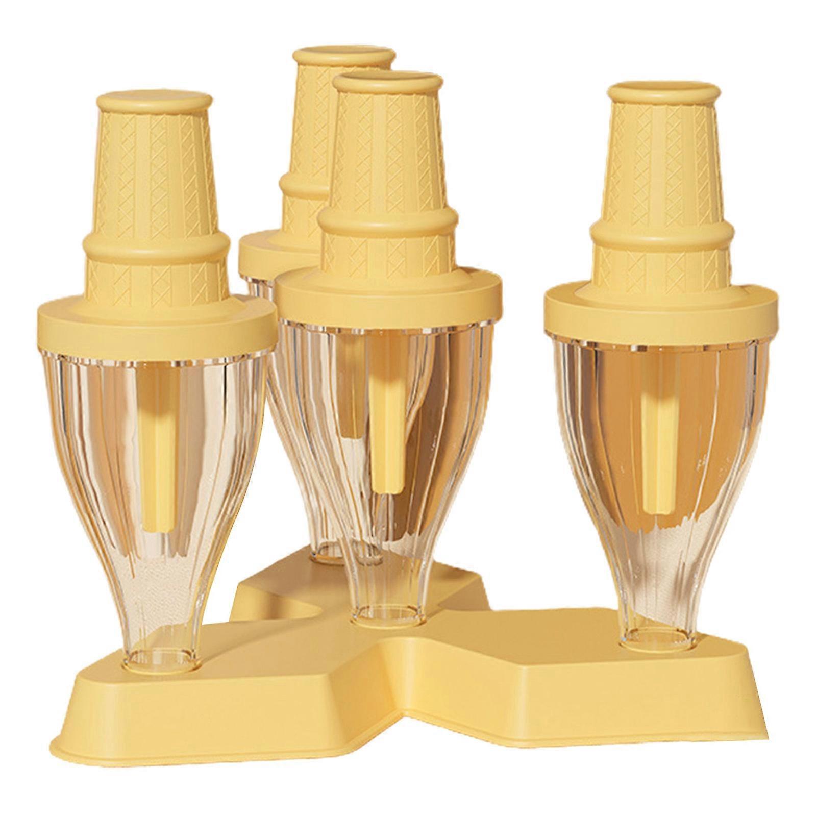 4Pcs Ice Cream Molds Cone Shape Popsicle Stick Food Grade Non-sticky Plastic Mould DIY Baking Reusable Ice Cube Pudding Popsicle Maker Molds Kitchen A