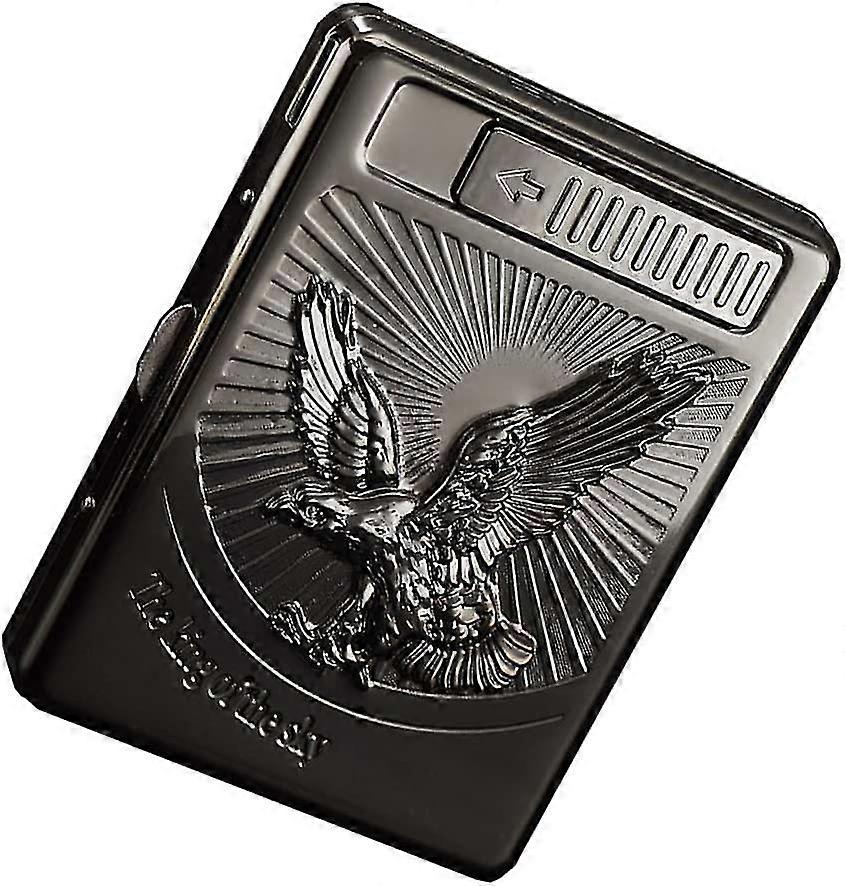 Cigarette Case Lighter, Metal Full Pack 20 Regular Cigarettes Box Holder Usb Rechargeable Cigar Ligh