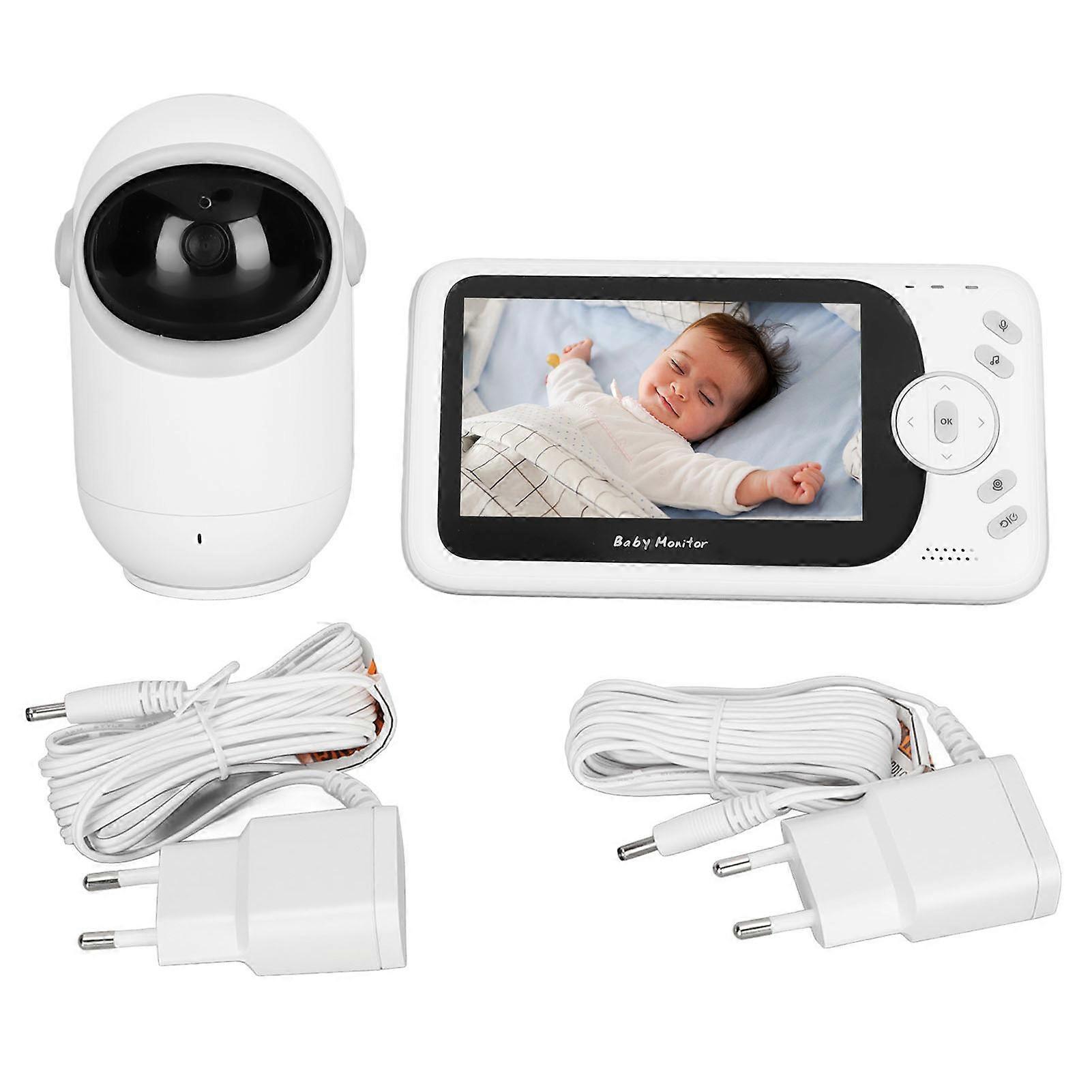 Video Baby Monitor Night Vision 4.3in Screen 2 Way Talk 260m Range Wireless Monitor Camera with 8 Lullabies 100?240V EU Plug