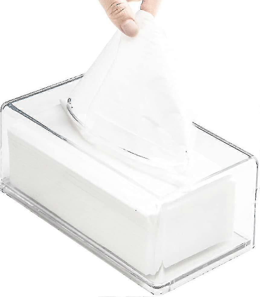 Square Clear Acrylic Tissue Box, Rectangular Lid, Bathroom Tissue Box Holder Clear Dry Tissue Dispenser