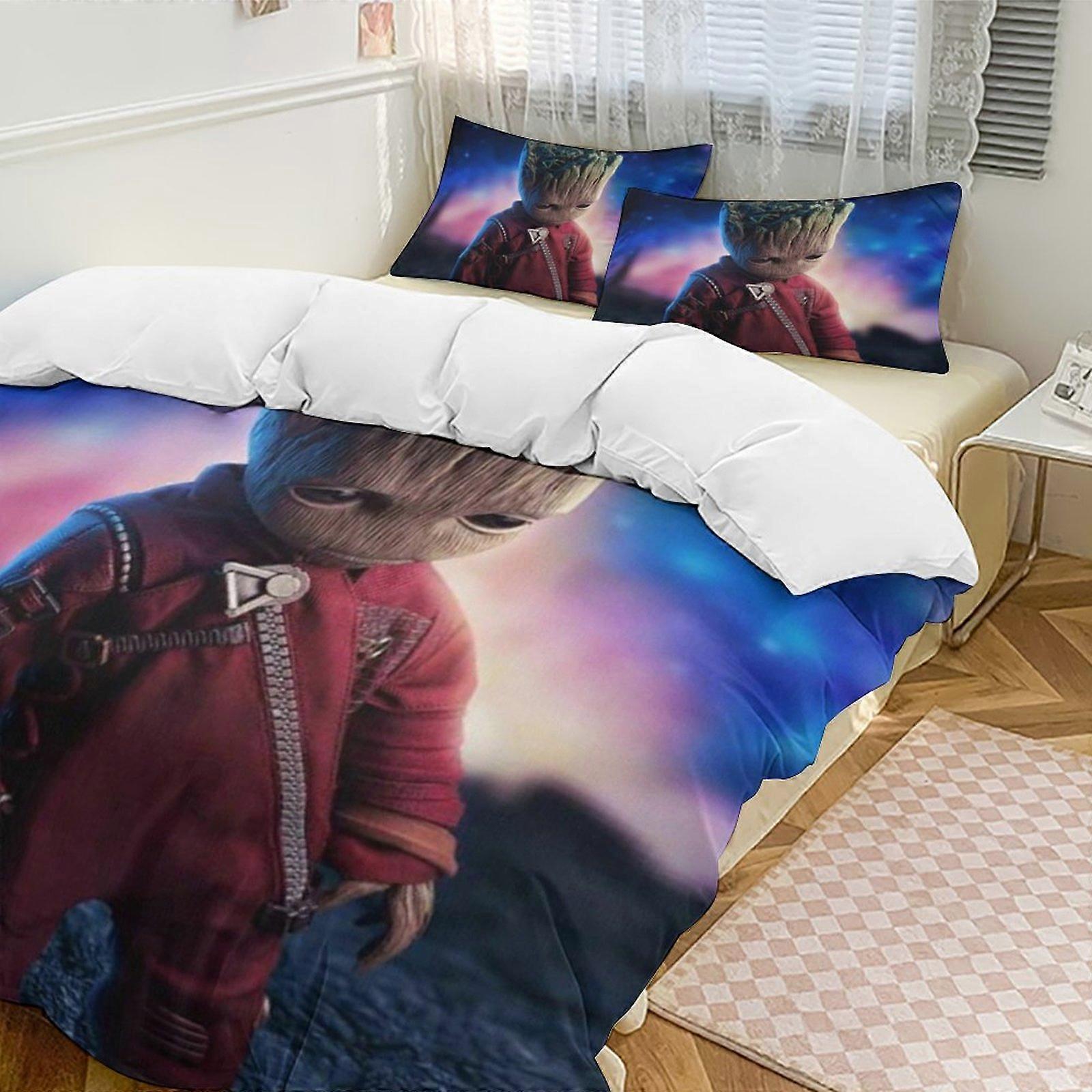 Bedding set Gs65 I Am Groot Down Duvet Cover Microfiber Bedding Set Lightweight 3-piece SetLightweight and comfortable SH65