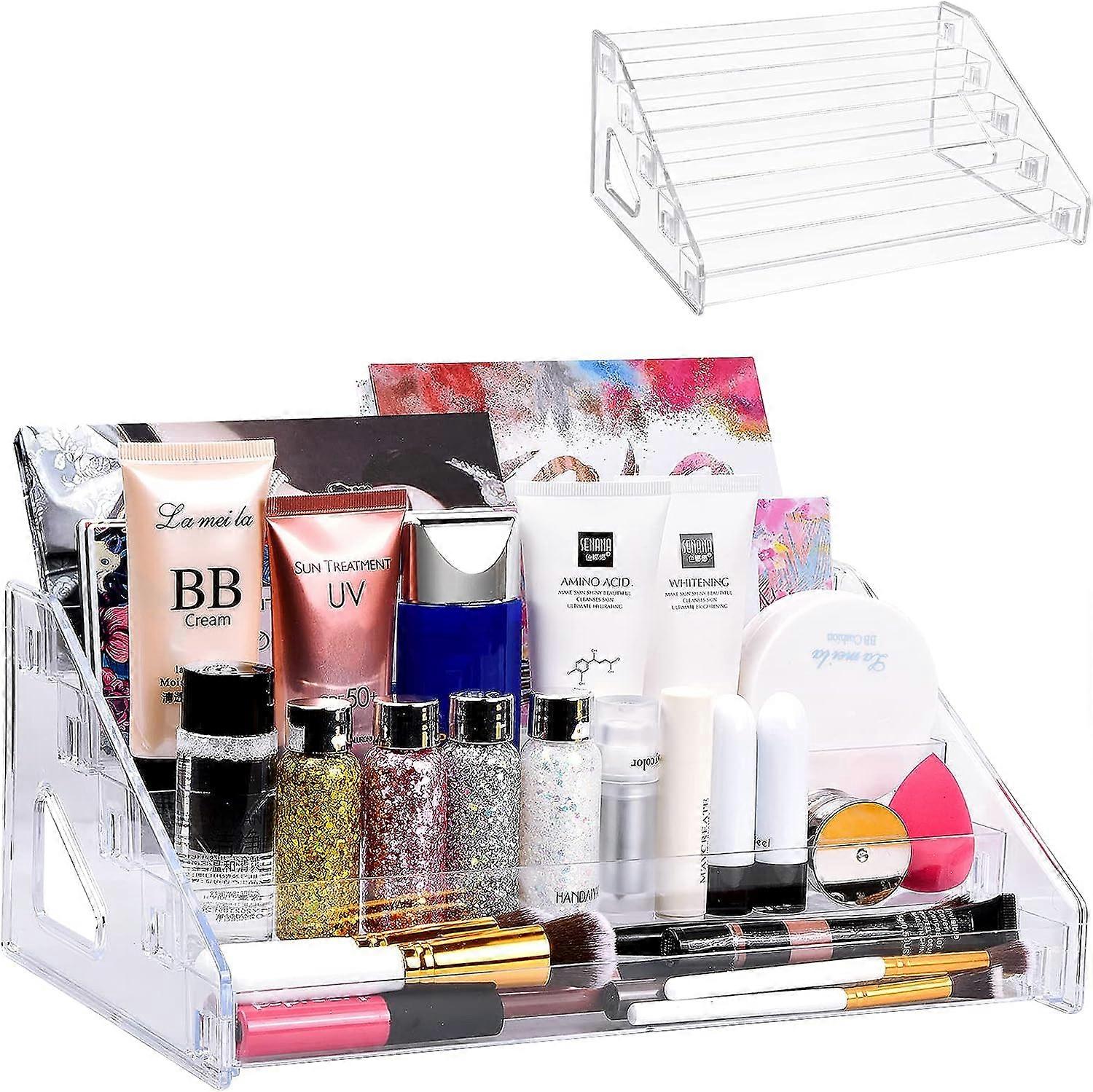 5 Layer Large Capacity Cosmetics Organiser Clear Acrylic Cosmetic Stand Makeup Organiser Acrylic Display Stand for Nail Polish Make up Stand for B