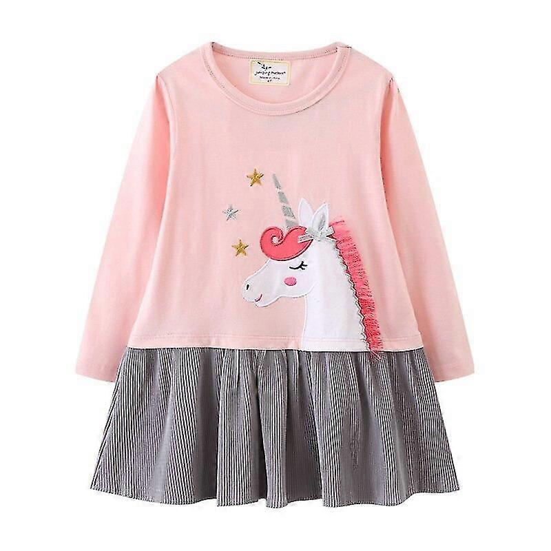 New Arrival Squirrel Applique Autumn Children'S Girls Dresses Long Sleeve Princess Birthday Gift Hot Selling Tops,T7448