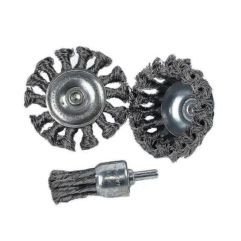 3pcs Wire Brush Drill Attachment Wheel Hub Deburring Rust Removal