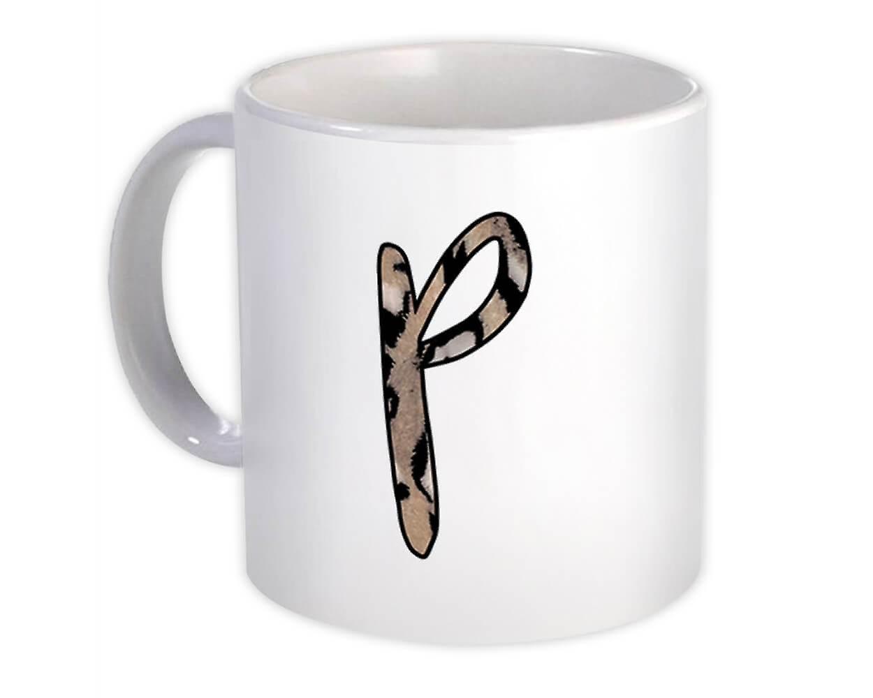Geschenkbecher: Monogramm Buchstabe P Gepard
