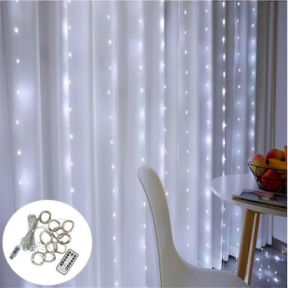 LED Curtain String Lights 3x3M-300 LED 8 Modes USB with Remote 9 Colors for Home Room Bedroom Weddi