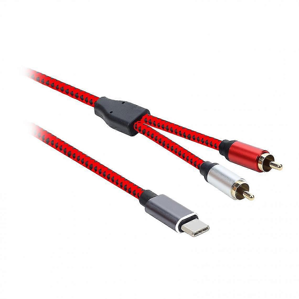 USB Type C Til Dobbel RCA 2RCA Mannlig Adapterkabel, Stereo Lydledning 3 Meter